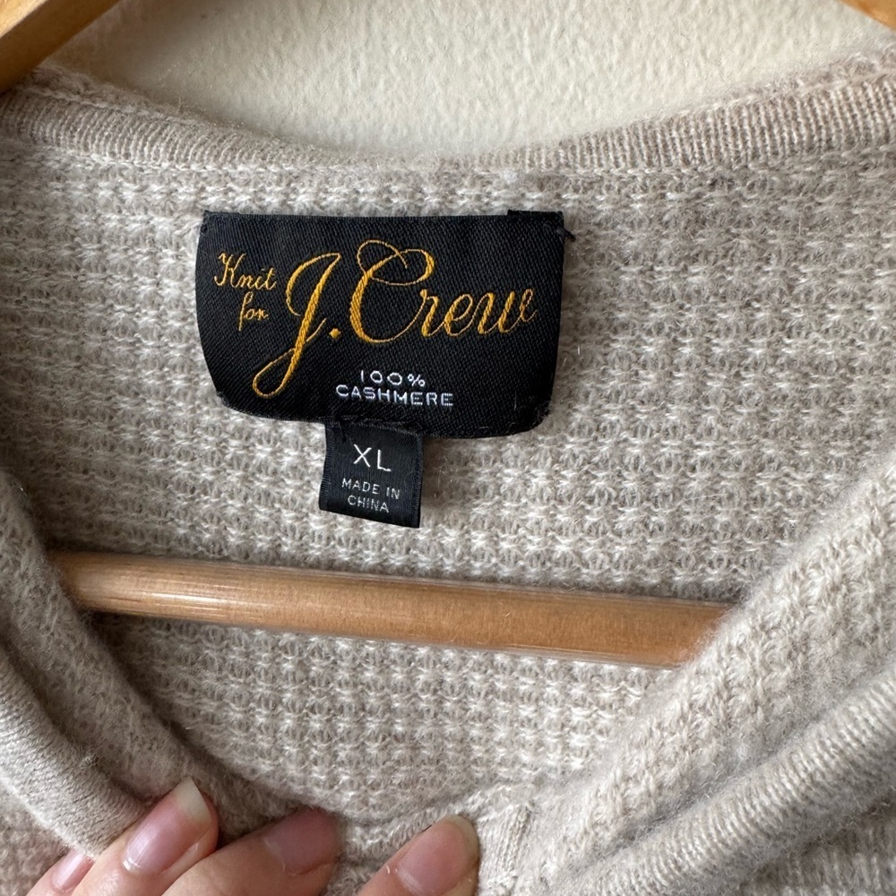 J. Crew Beige Cashmere Waffle Knit Hoodie - Picture 8 of 10